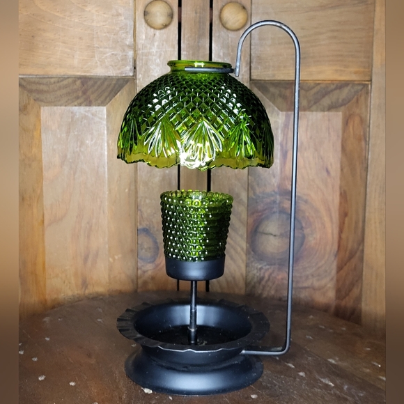 Other - Vintage Green Glass Candle Lamp